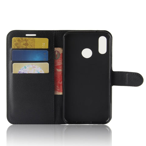 Litchi Texture Wallet Leather Mobile Casing Shell for Huawei Y7 (2019)