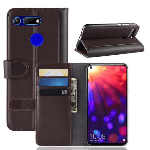 Genuine Split Leather Wallet Cell Phone Cover for Huawei Honor View 20/Honor V20