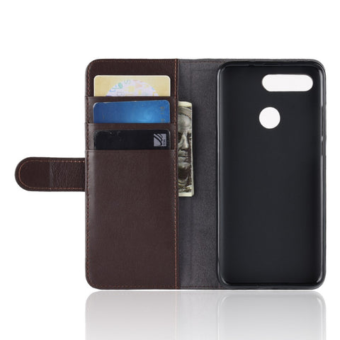 Genuine Split Leather Wallet Cell Phone Cover for Huawei Honor View 20/Honor V20
