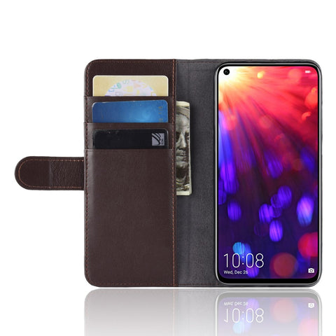 Genuine Split Leather Wallet Cell Phone Cover for Huawei Honor View 20/Honor V20