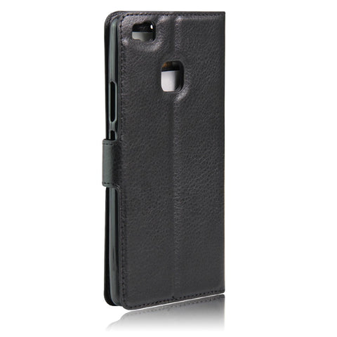 Litchi Grain Folio Flip Leather Wallet Case for Huawei P9 Lite
