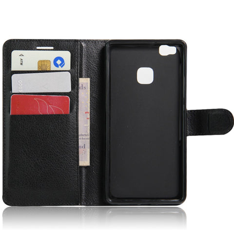 Litchi Grain Folio Flip Leather Wallet Case for Huawei P9 Lite
