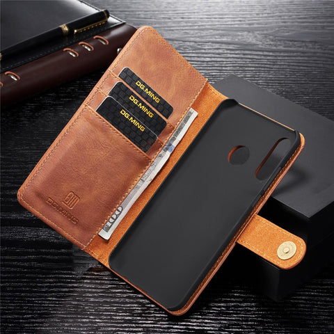 DG.MING For Huawei P30 Lite Detachable 2-in-1 Anti-scratch Split Leather Wallet Shell + PC Back Case