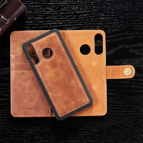 DG.MING For Huawei P30 Lite Detachable 2-in-1 Anti-scratch Split Leather Wallet Shell + PC Back Case