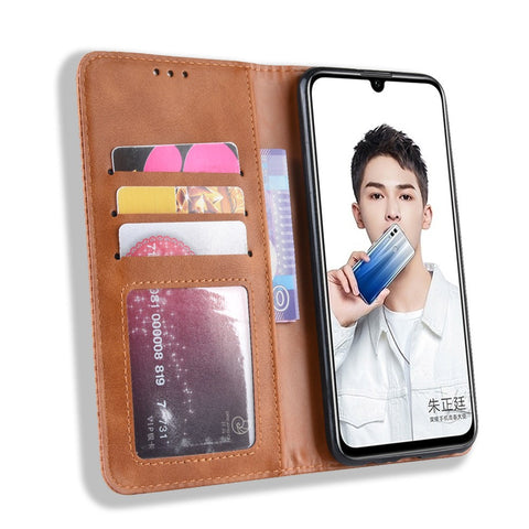 Vintage Style PU Leather Flip Case [Wallet Stand] for Huawei Honor 10 Lite / P Smart (2019) / Nova Lite 3