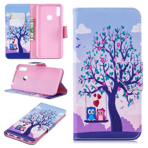 Pattern Printing Leather Wallet Case for Huawei Y7 (2019)