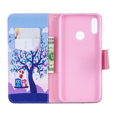 Pattern Printing Leather Wallet Case for Huawei Y7 (2019)