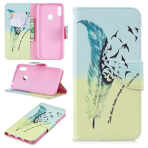 Pattern Printing PU Leather Wallet Phone Case for Huawei Y7 (2019)