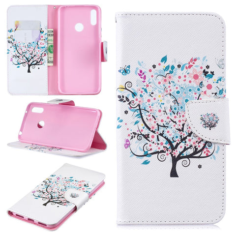 Pattern Printing PU Leather Wallet Phone Case for Huawei Y7 (2019)