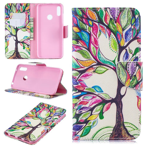 Pattern Printing PU Leather Wallet Phone Case for Huawei Y7 (2019)