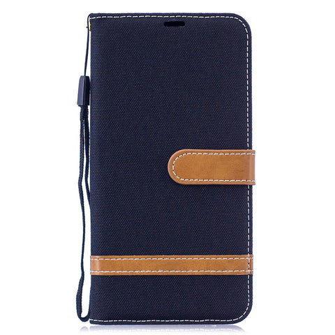 Assorted Color Jeans Cloth Wallet Stand Leather Case for Huawei Y7 (2019)
