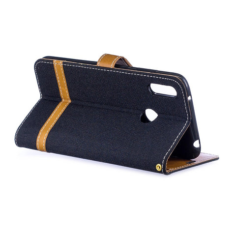 Assorted Color Jeans Cloth Wallet Stand Leather Case for Huawei Y7 (2019)