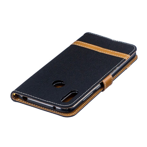 Assorted Color Jeans Cloth Wallet Stand Leather Case for Huawei Y7 (2019)