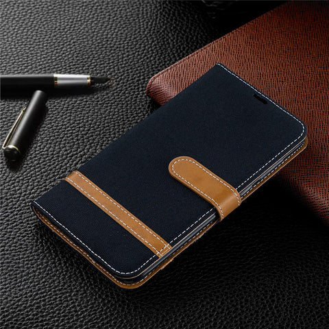Assorted Color Jeans Cloth Wallet Stand Leather Case for Huawei Y7 (2019)