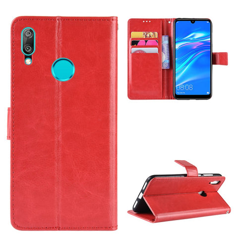 Crazy Horse Wallet Leather Case with Strap for Huawei Y7 (2019)/Y7 Prime (2019)