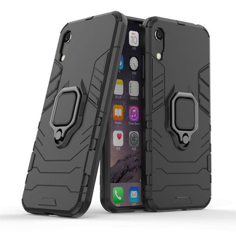 Finger Ring Kickstand PC + TPU Hybrid Phone Shell for Huawei Y6 Pro (2019)