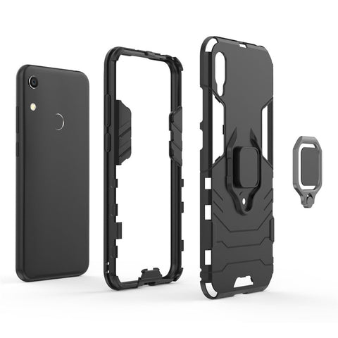 Finger Ring Kickstand PC + TPU Hybrid Phone Shell for Huawei Y6 Pro (2019)