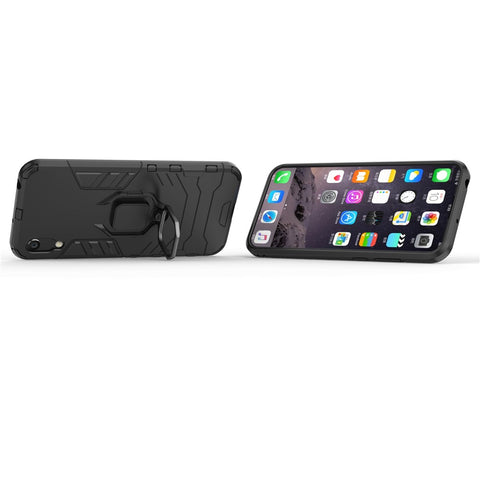 Finger Ring Kickstand PC + TPU Hybrid Phone Shell for Huawei Y6 Pro (2019)