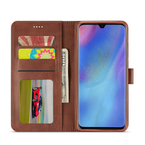 LC.IMEEKE Wallet Leather Stand Case for Huawei P30 Pro Cell Phone Accessory Textured PU Leather Case