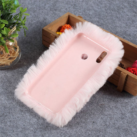 Soft Fur Coated Rhinestone TPU Case for Huawei Y7 (2019)
