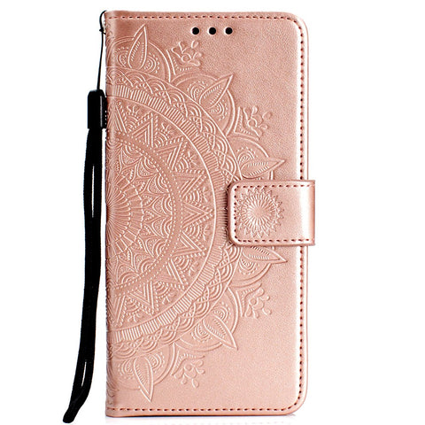 Imprint Flower Leather Wallet Case for Huawei Y7 (2019)