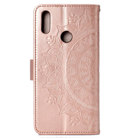 Imprint Flower Leather Wallet Case for Huawei Y7 (2019)