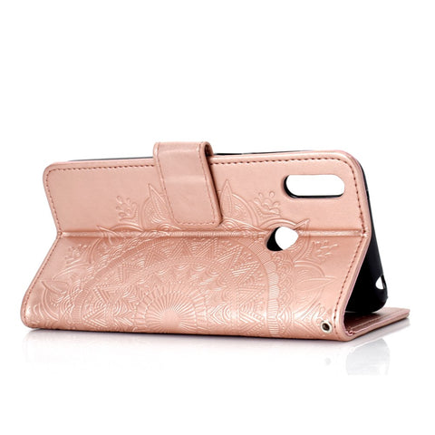 Imprint Flower Leather Wallet Case for Huawei Y7 (2019)