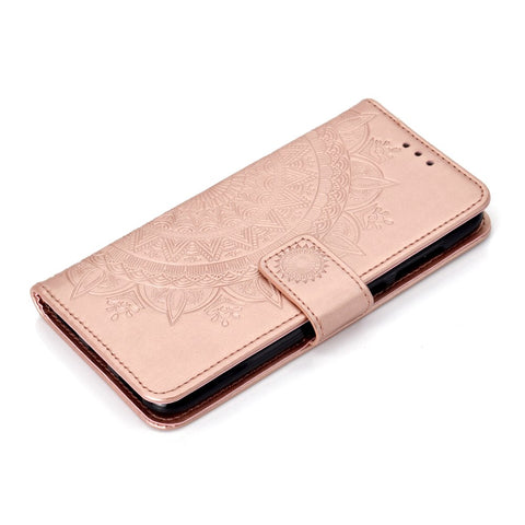 Imprint Flower Leather Wallet Case for Huawei Y7 (2019)