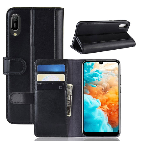 For Huawei Y6 Pro (2019) Phone Cases Genuine Split Leather Wallet Mobile Cover Stand