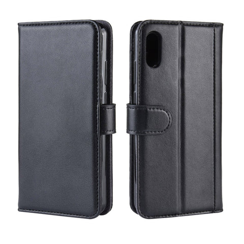 For Huawei Y6 Pro (2019) Phone Cases Genuine Split Leather Wallet Mobile Cover Stand
