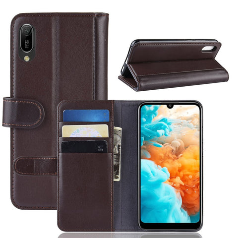For Huawei Y6 Pro (2019) Phone Cases Genuine Split Leather Wallet Mobile Cover Stand
