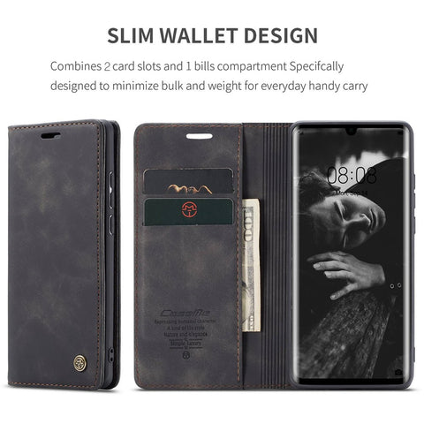 CASEME 013 Series Retro PU Leather Wallet Mobile Case with Stand for Huawei P30 Pro