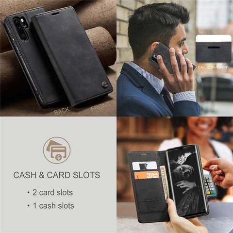 CASEME 013 Series Retro PU Leather Wallet Mobile Case with Stand for Huawei P30 Pro