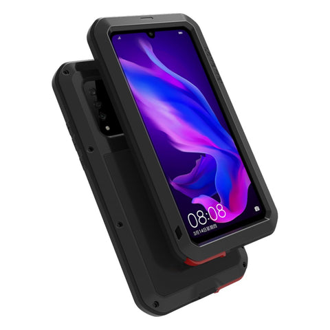 LOVE MEI Shockproof Dropproof Dustproof Metal + Silicone Case with Temepered Glass Film for Huawei P30 Lite New Edition / P30 Lite / nova 4e