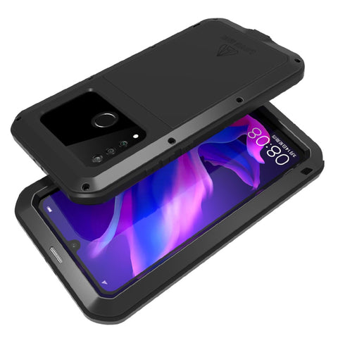 LOVE MEI Shockproof Dropproof Dustproof Metal + Silicone Case with Temepered Glass Film for Huawei P30 Lite New Edition / P30 Lite / nova 4e