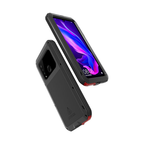 LOVE MEI Shockproof Dropproof Dustproof Metal + Silicone Case with Temepered Glass Film for Huawei P30 Lite New Edition / P30 Lite / nova 4e