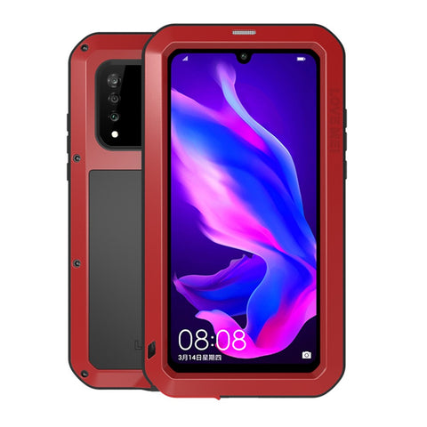 LOVE MEI Shockproof Dropproof Dustproof Metal + Silicone Case with Temepered Glass Film for Huawei P30 Lite New Edition / P30 Lite / nova 4e