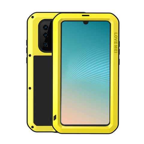 LOVE MEI Shockproof Dropproof Dustproof Case with Temepered Glass Film for Huawei P30 Pro Metal + Silicone Phone Cover