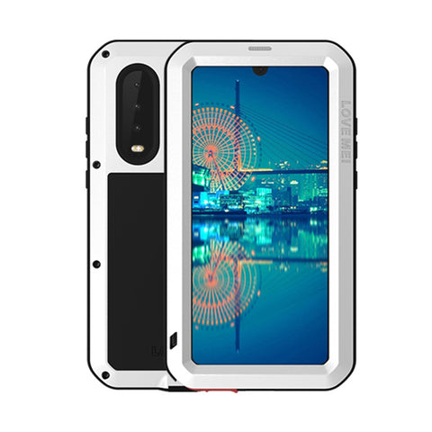 LOVE MEI Metal + Silicone Shockproof Anti-fall Dust-proof Case with Temepered Glass Film for Huawei P30