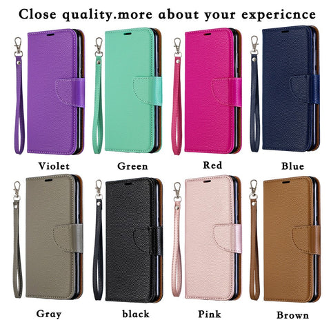 Litchi Skin Leather Wallet Case for Huawei Y6 (2019, with Fingerprint Sensor) / Y6 Prime (2019)