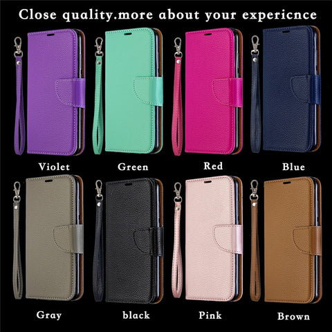 Litchi Skin Leather Wallet Case for Huawei Y6 (2019, with Fingerprint Sensor) / Y6 Prime (2019)