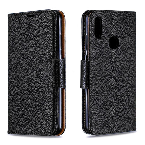 Litchi Skin Leather Wallet Case for Huawei Y6 (2019, with Fingerprint Sensor) / Y6 Prime (2019)