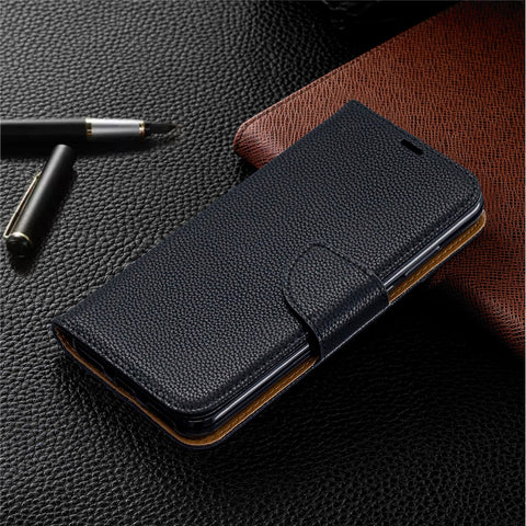 Litchi Skin Leather Wallet Case for Huawei Y6 (2019, with Fingerprint Sensor) / Y6 Prime (2019)