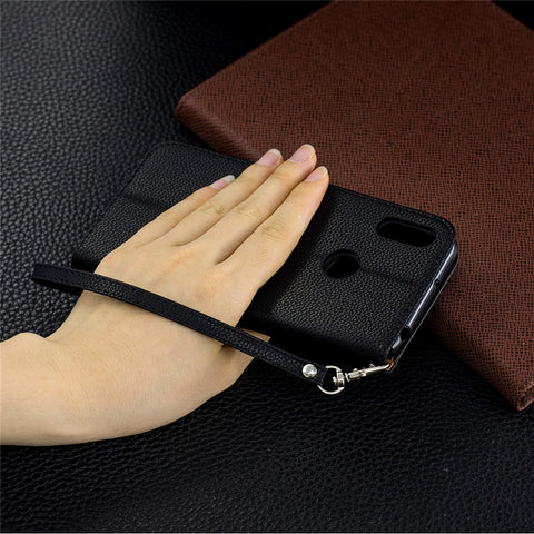 Litchi Skin Leather Wallet Case for Huawei Y6 (2019, with Fingerprint Sensor) / Y6 Prime (2019)