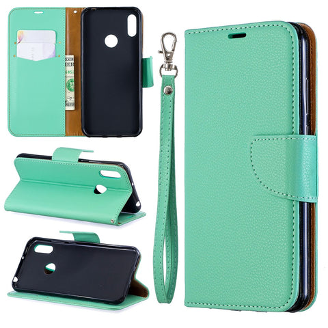 Litchi Skin Leather Wallet Case for Huawei Y6 (2019, with Fingerprint Sensor) / Y6 Prime (2019)