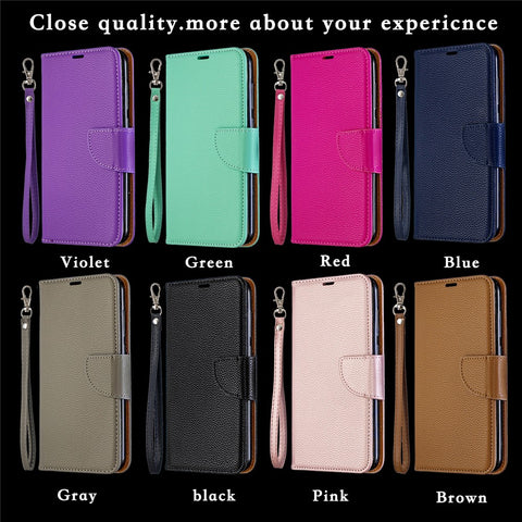 Litchi Skin PU Leather Stand Mobile Cover for Huawei Y7 (2019) / Y7 Prime (2019)