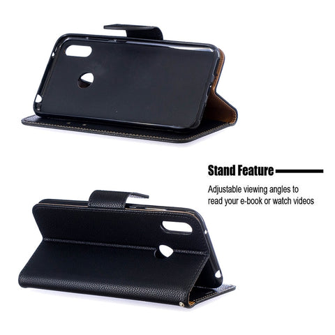 Litchi Skin PU Leather Stand Mobile Cover for Huawei Y7 (2019) / Y7 Prime (2019)