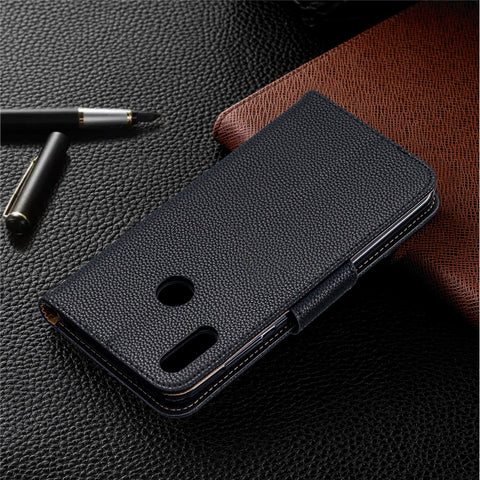 Litchi Skin PU Leather Stand Mobile Cover for Huawei Y7 (2019) / Y7 Prime (2019)