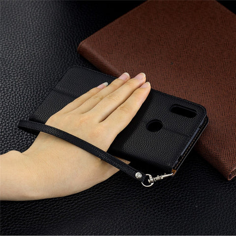 Litchi Skin PU Leather Stand Mobile Cover for Huawei Y7 (2019) / Y7 Prime (2019)