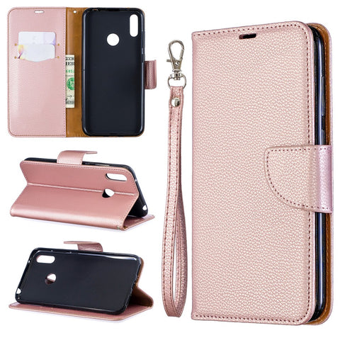 Litchi Skin PU Leather Stand Mobile Cover for Huawei Y7 (2019) / Y7 Prime (2019)